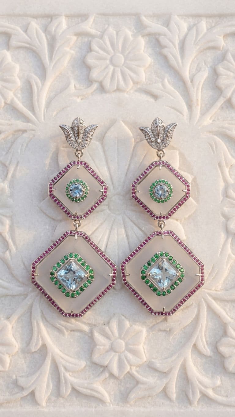 Aquamarine Aquamarine Crystal Earrings — 92.5 Sterling Silver